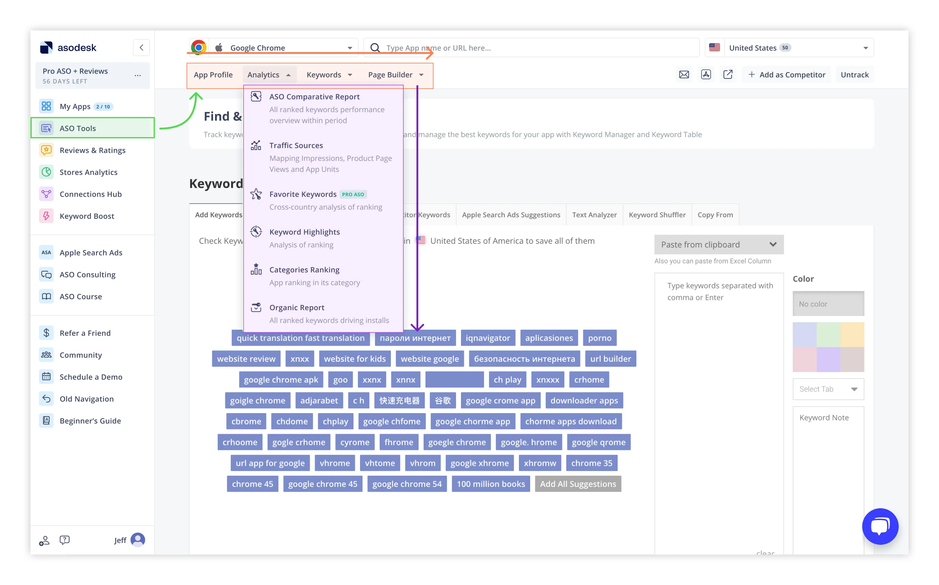 Zoning of Asodesk's navigation